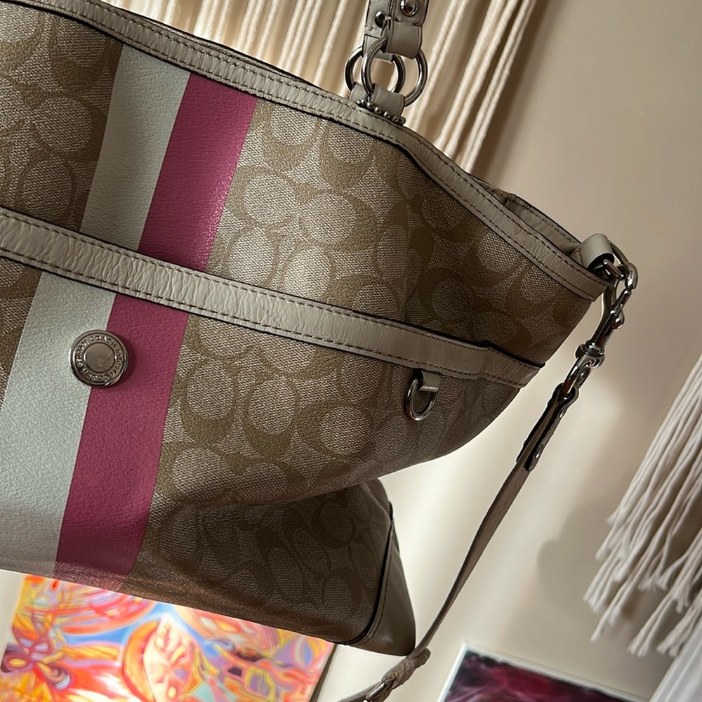 Coach pink & white diaper bag